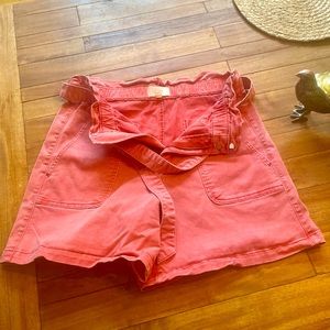 Loft Nantucket Red Paper Bag Shorts Size M